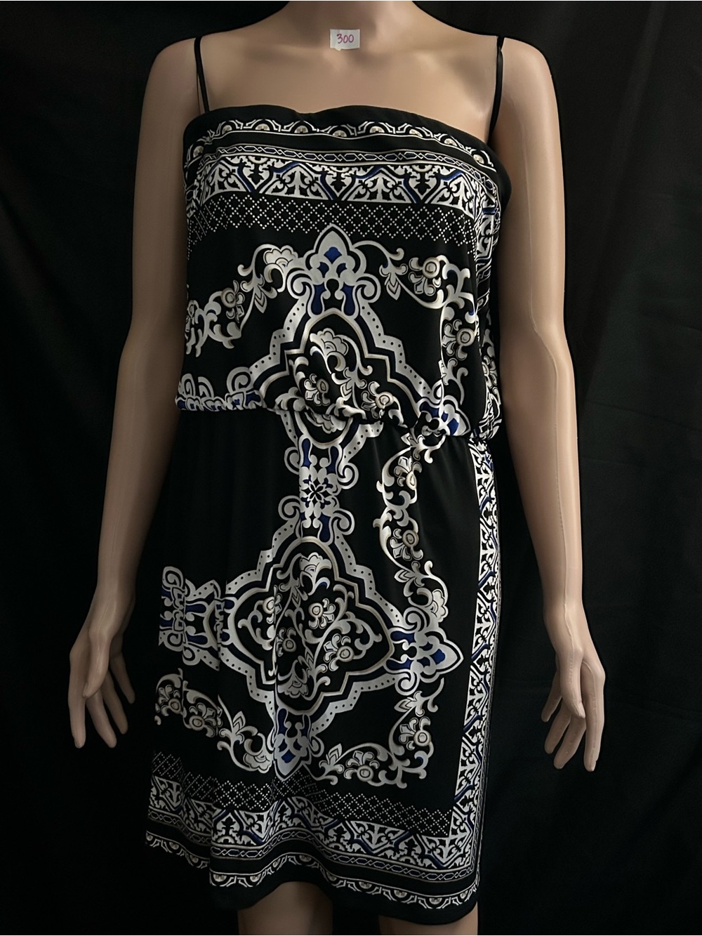 White House Black Market Black & White Printed Strapless Dress